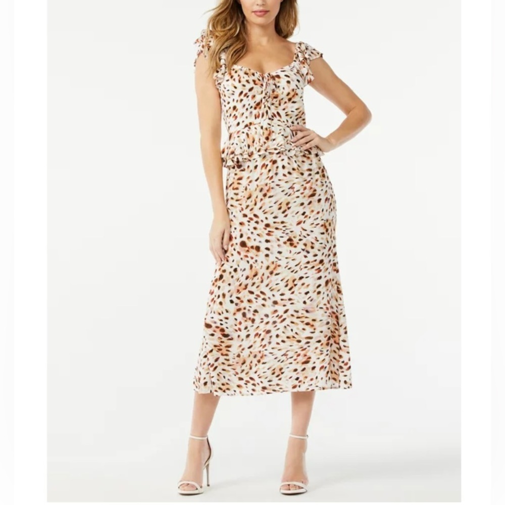 NWT Sofia Vergara ruffle sweetheart midi dress